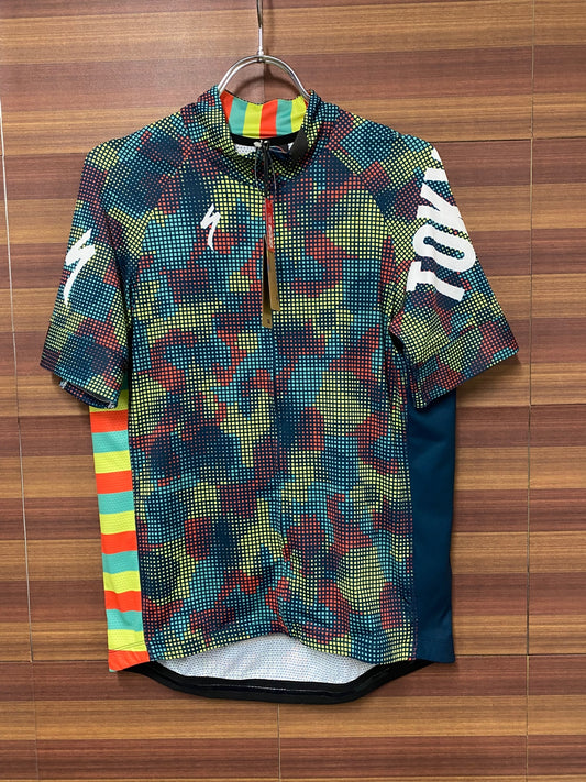 IQ244 スペシャライズド SPECIALIZED SL EXPERT JERSEY SS 半袖 サイクルジャージ 黄緑 総柄 L