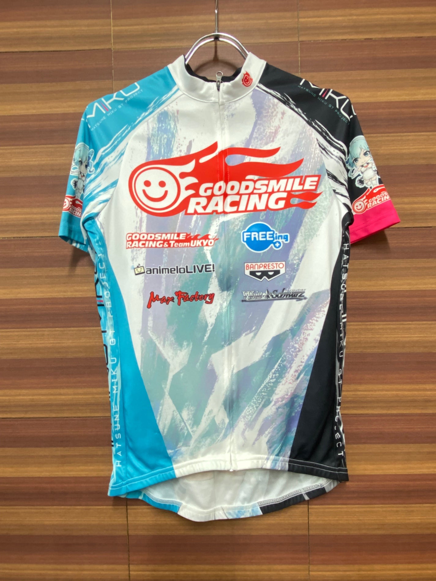 IK099 グッドスマイルレーシング GOODSMILE RACING 半袖 サイクルジャージ 白 青 黒 M RACING MIKU 2014Ver. 痛ジャージ