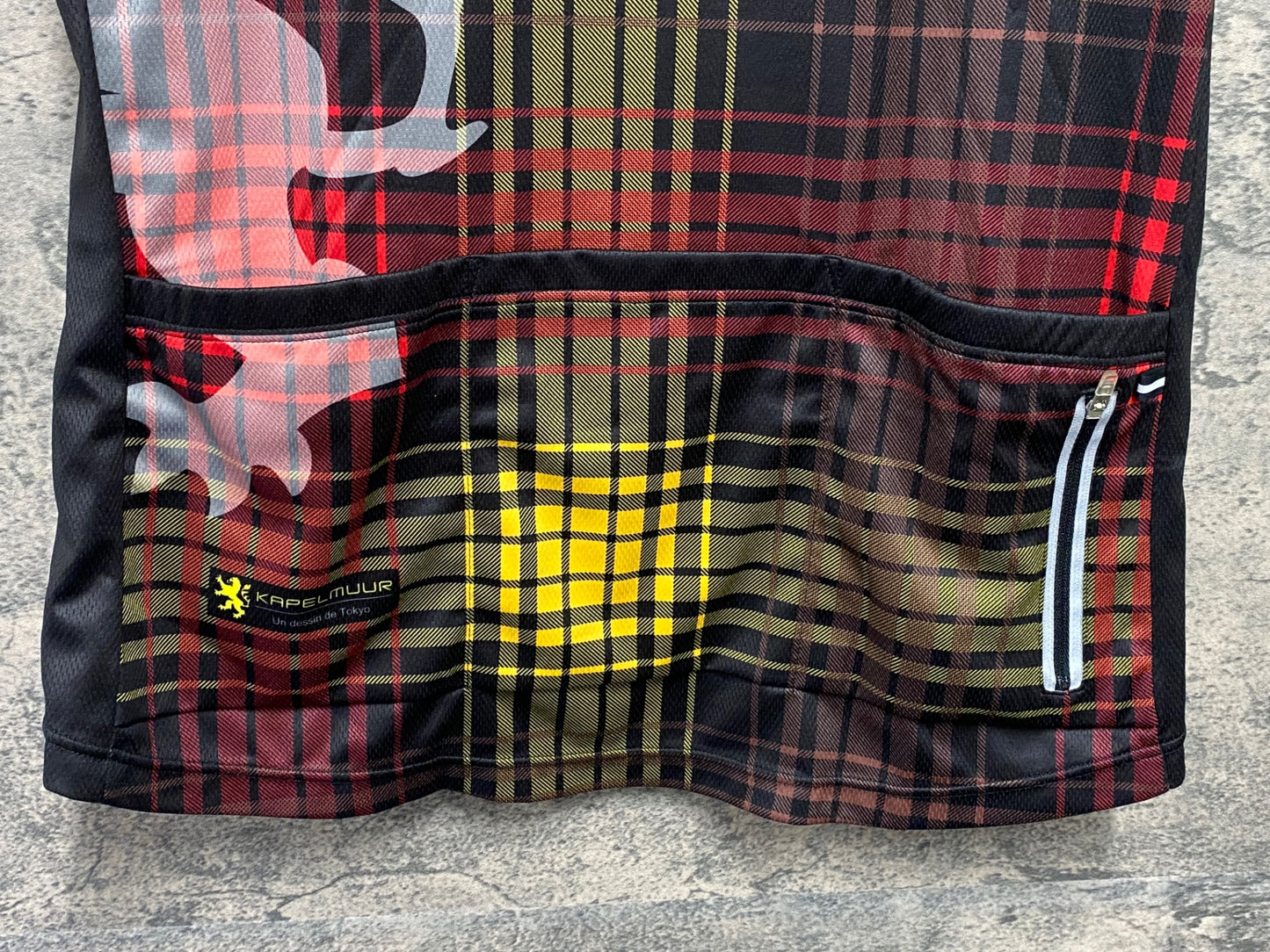 JB509 カペルミュール KAPELMUUR 半袖 サイクルジャージ 黒 黄 チェック柄 XL