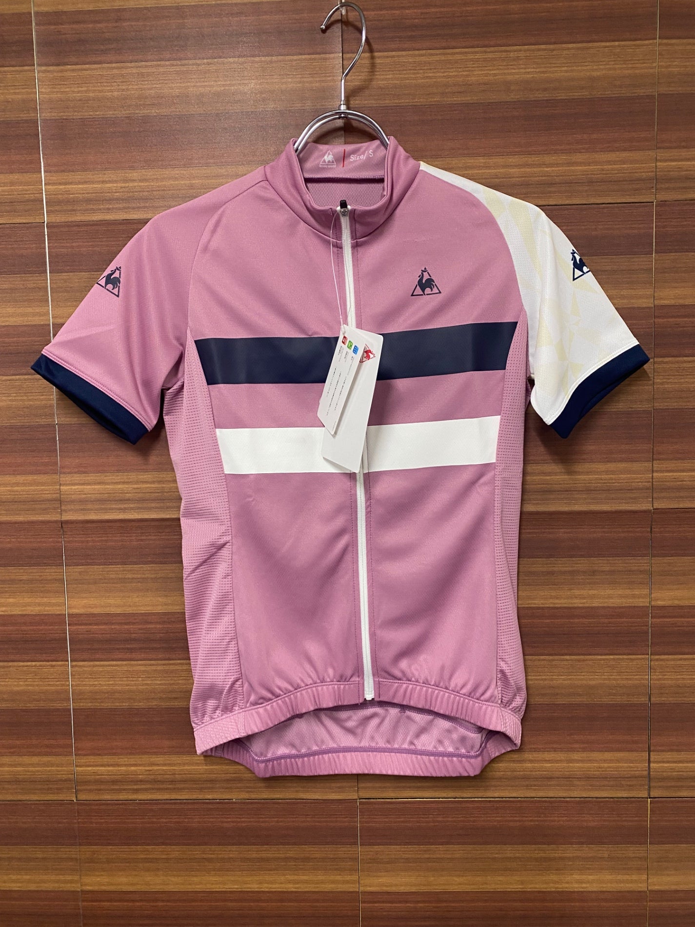 IQ196 ルコックスポルティフ le coq sportif 半袖 サイクルジャージ ピンク 白 レディース S