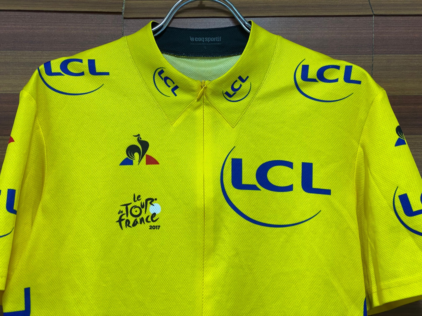 IU095 ルコックスポルティフ le coq sportif 半袖 サイクルジャージ 黄 L ハーフジップ