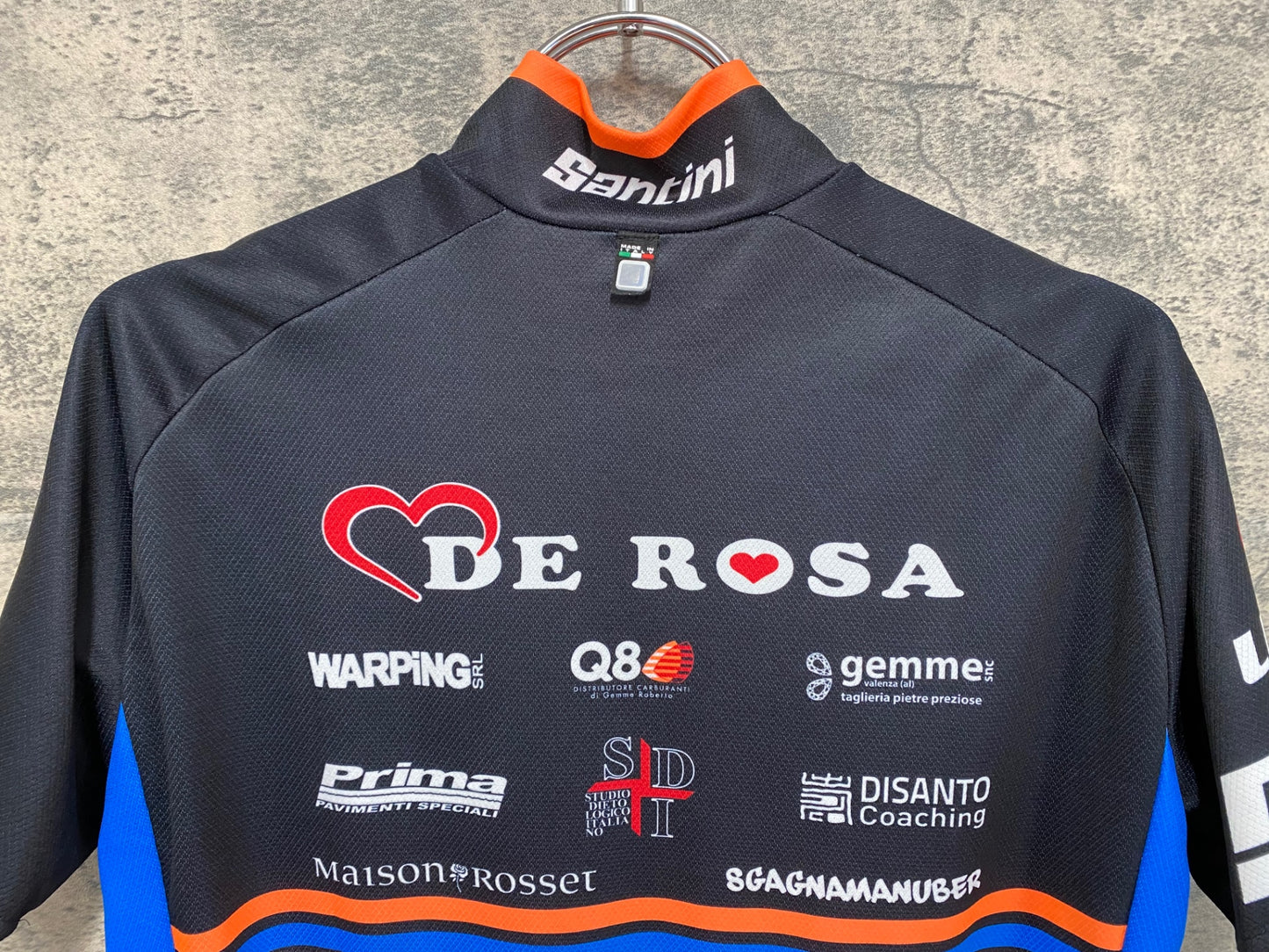 IW569 サンティーニ Santini デローザ DE ROSA 半袖 サイクルジャージ 黒オレンジ S ※擦れ有