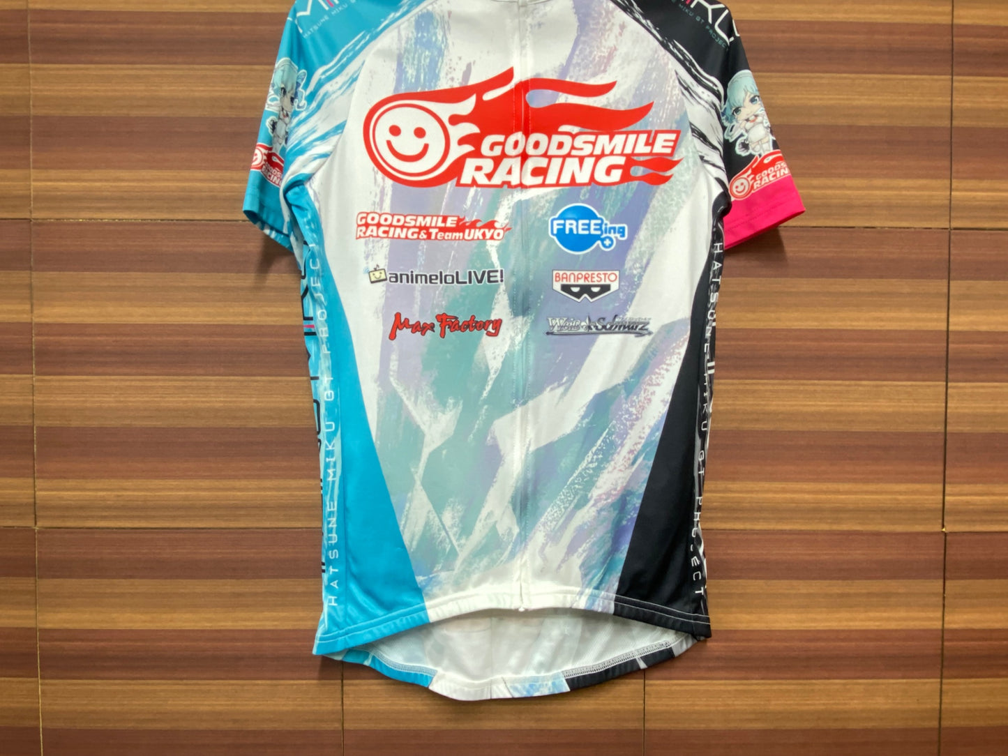 IK099 グッドスマイルレーシング GOODSMILE RACING 半袖 サイクルジャージ 白 青 黒 M RACING MIKU 2014Ver. 痛ジャージ