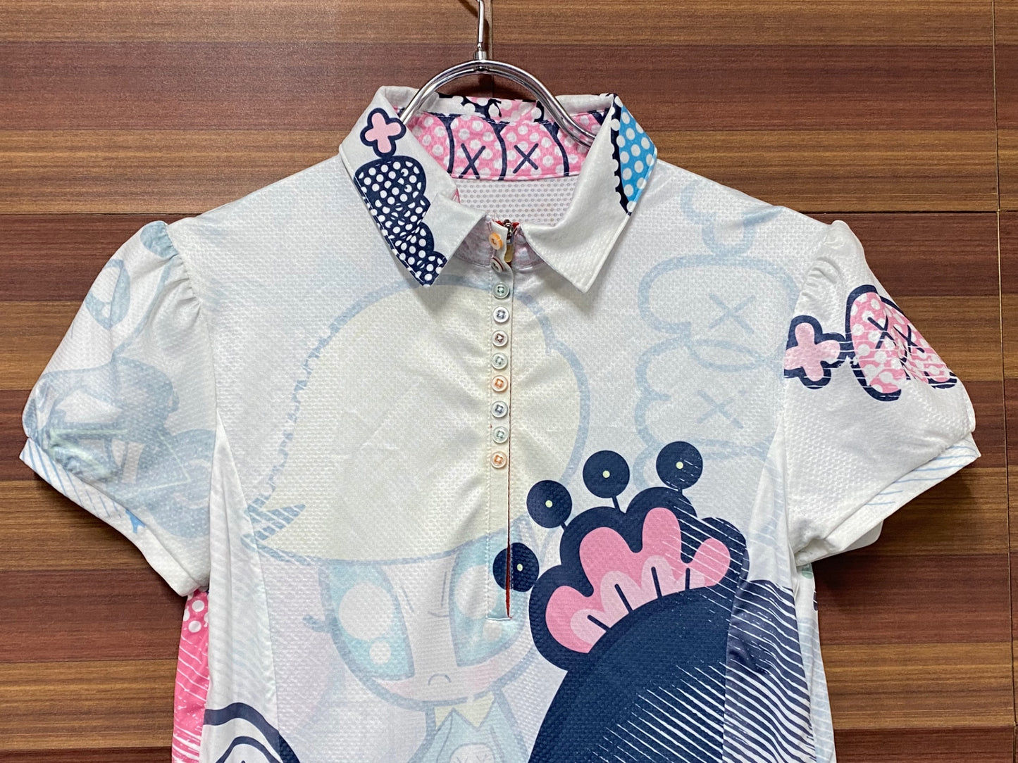 IT121 パンダーニ Pandani 半袖 サイクルジャージ スカート 一体型 白 総柄 M レディース