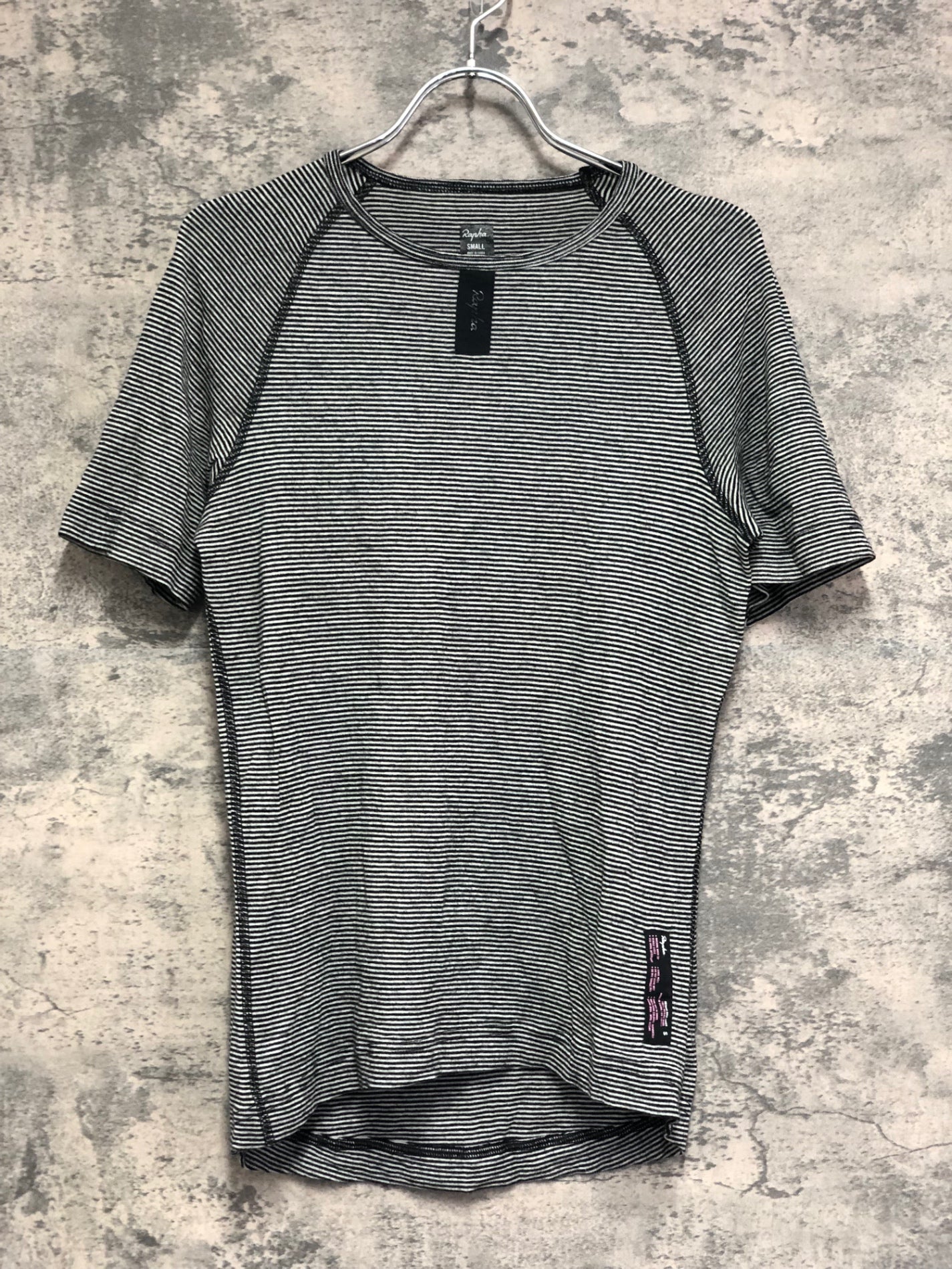 IX317 ラファ Rapha MERINO BASE LAYER 半袖 ベースレイヤー 白 黒 縞模様 S