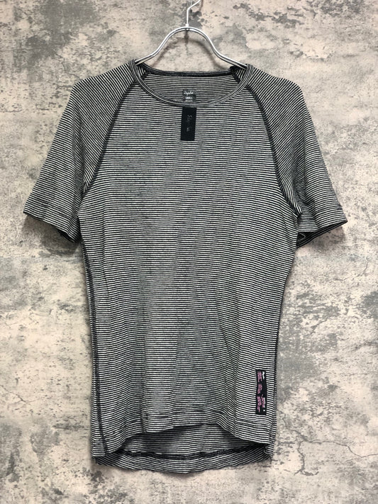 IX317 ラファ Rapha MERINO BASE LAYER 半袖 ベースレイヤー 白 黒 縞模様 S