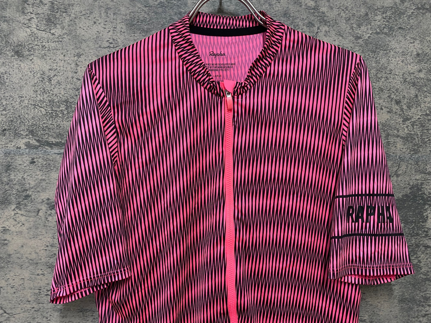 JD383 ラファ Rapha PRO TEAM FLY WEIGHT JERSEY 半袖 サイクルジャージ 黒 ピンク L