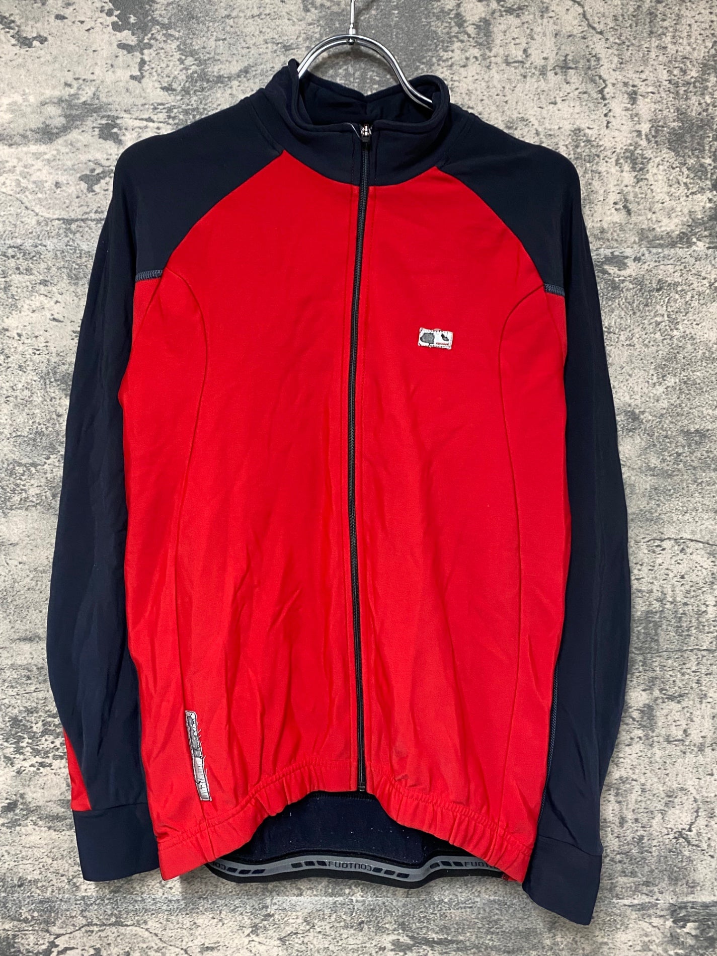 IZ548 デマルキ De Marchi 長袖サイクルジャージ 赤黒 M 裏起毛 ロゴ剥げ