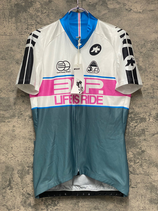 IZ836 アソス ASSOS 半袖 サイクルジャージ 白/ピンク/青 Sサイズ 未使用品 チームジャージ