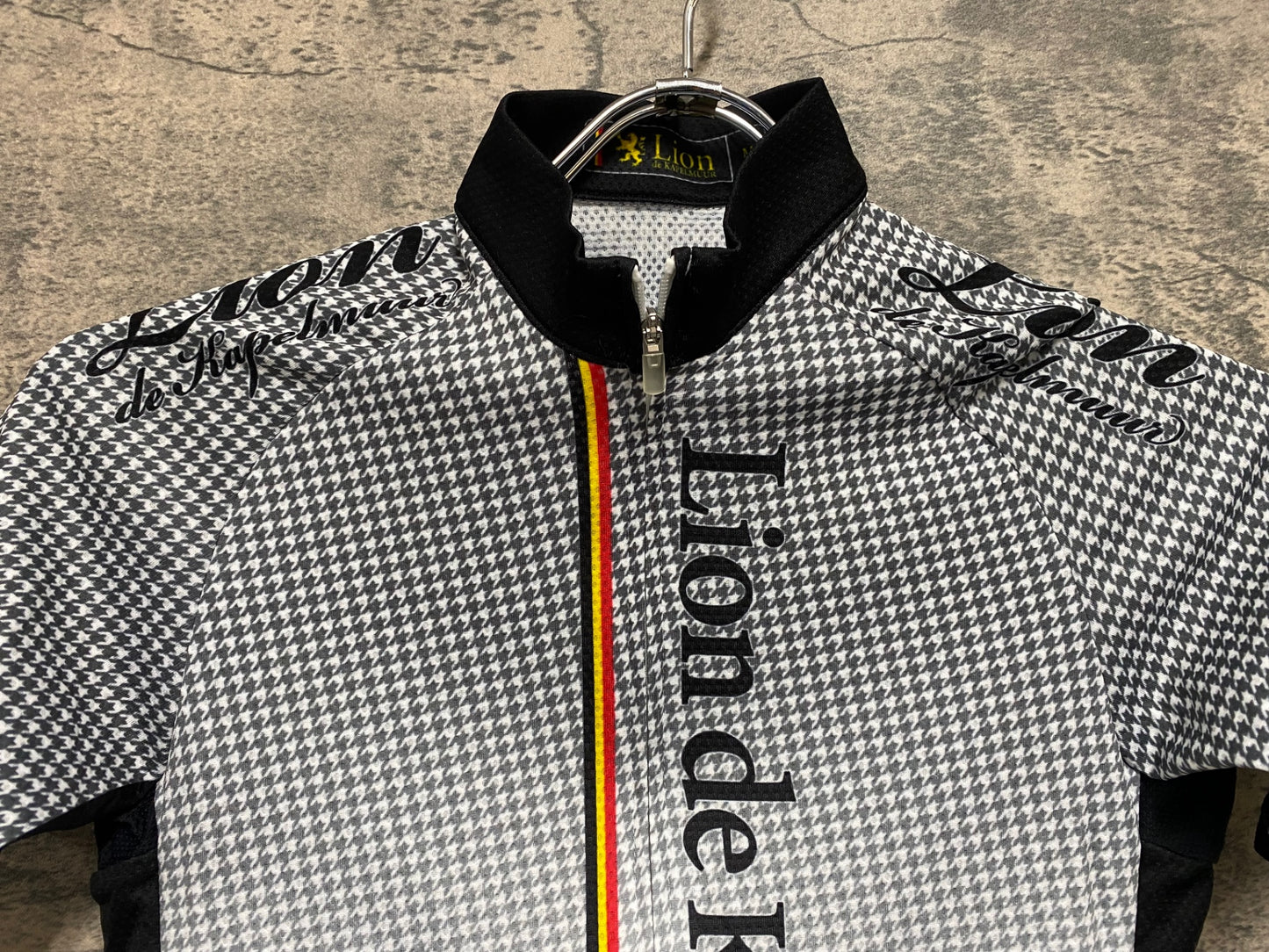 JD271 リオンドカペルミュール Lion de KAPELMUUR 半袖 サイクルジャージ 黒 白 千鳥 M