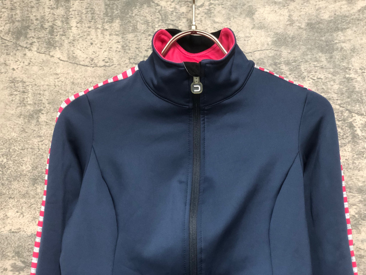 IY187 ドットアウト DOTOUT 長袖 サイクルジャケット 紺 ピンク S 裏起毛 レディース