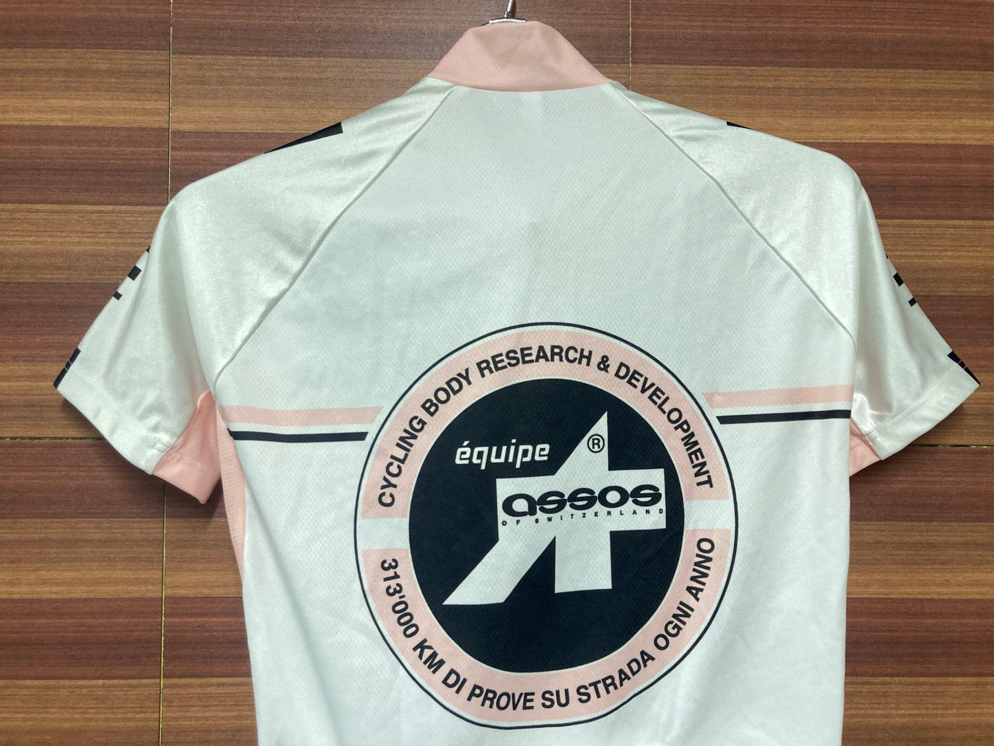 HS124 アソス assos equipe 半袖 サイクルジャージ 白 ピンク S ※染み