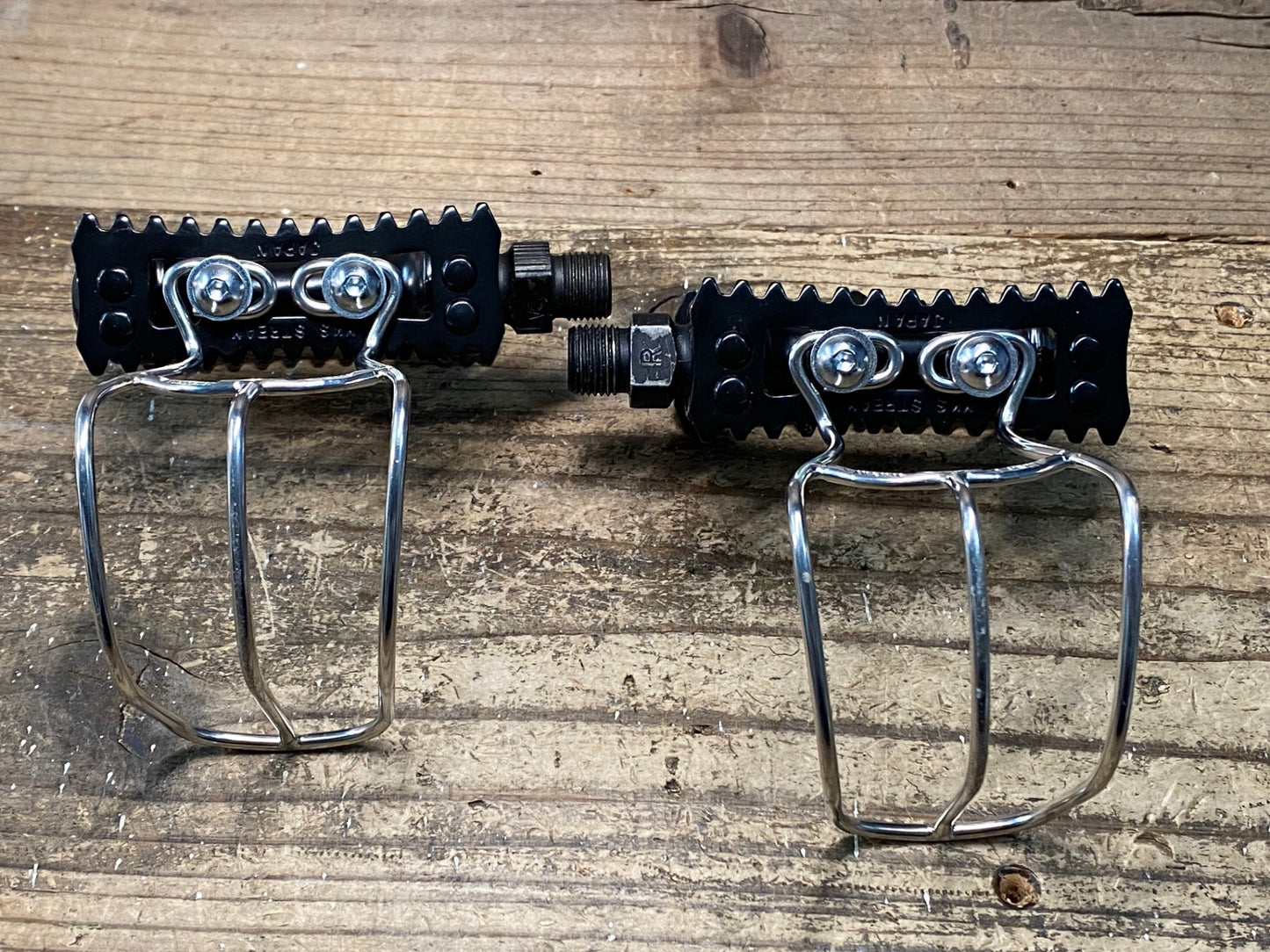 JB531 三ヶ島 MKS MASH STREAM フラットペダル 黒 トゥーストラップ付属