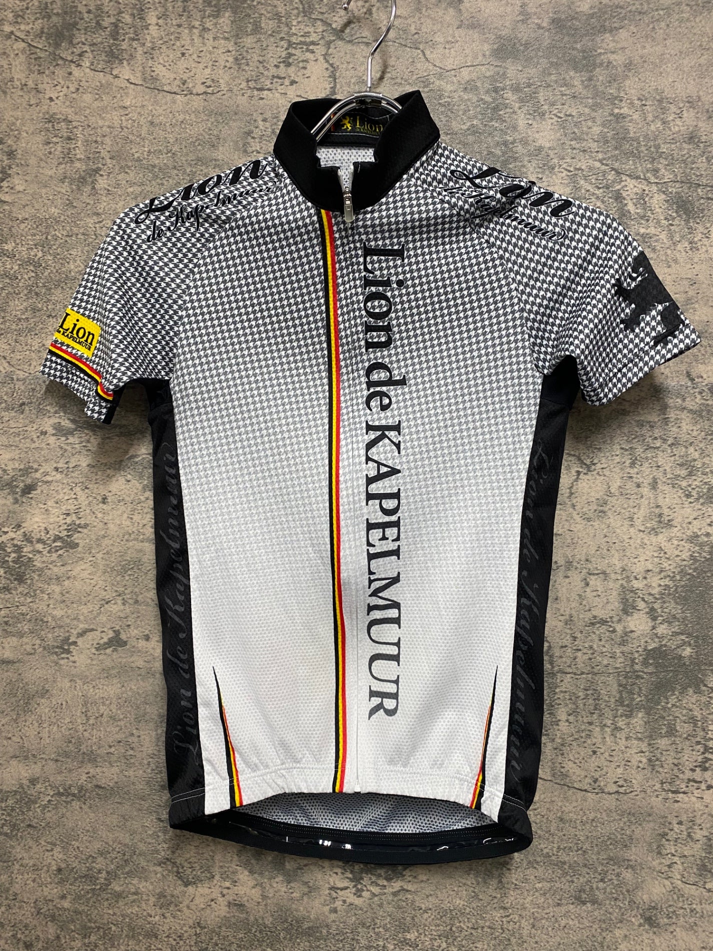 JD271 リオンドカペルミュール Lion de KAPELMUUR 半袖 サイクルジャージ 黒 白 千鳥 M