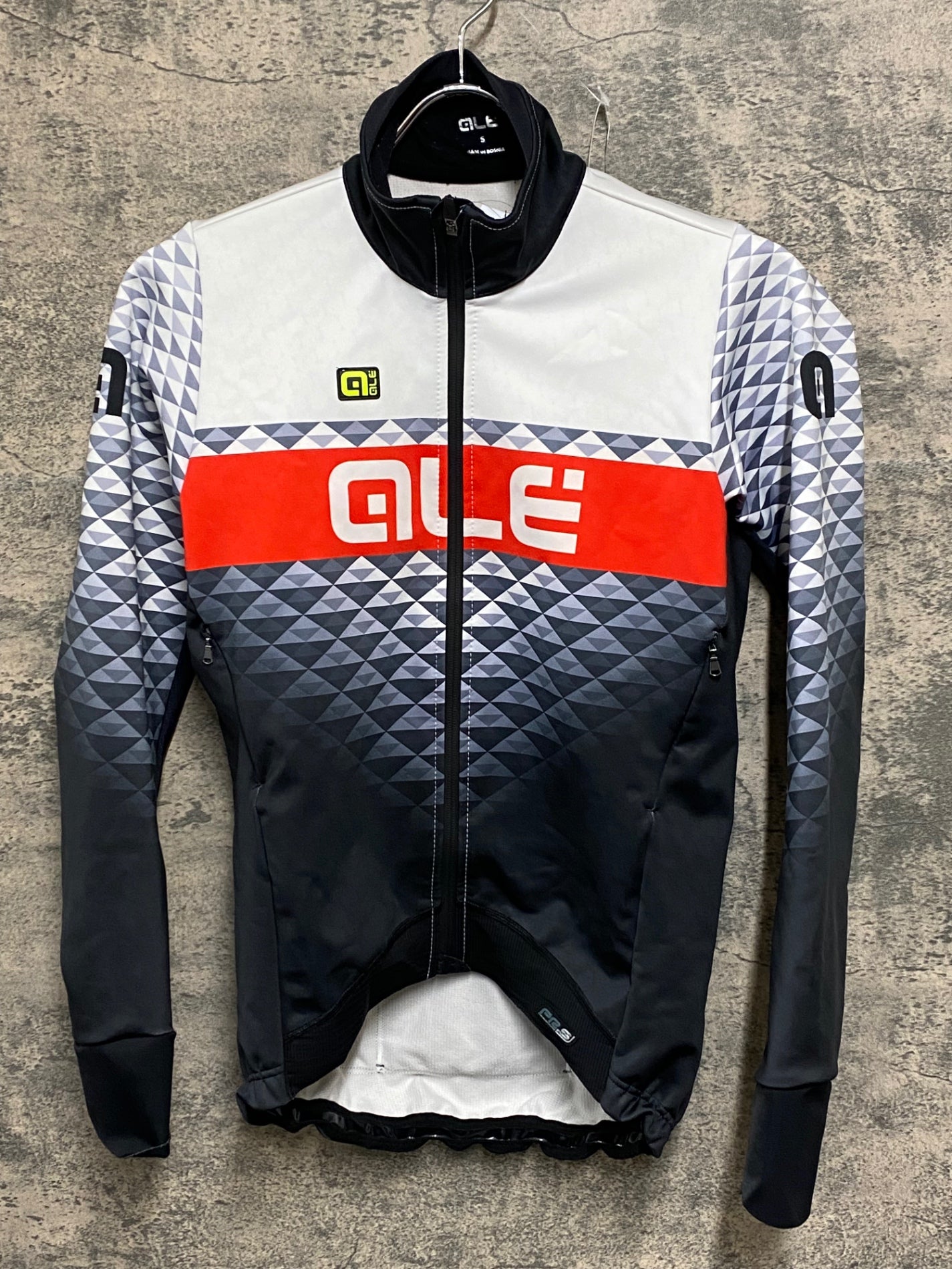 JB366 アレ ALE 長袖 サイクルジャケット 白 黒 S 裏起毛