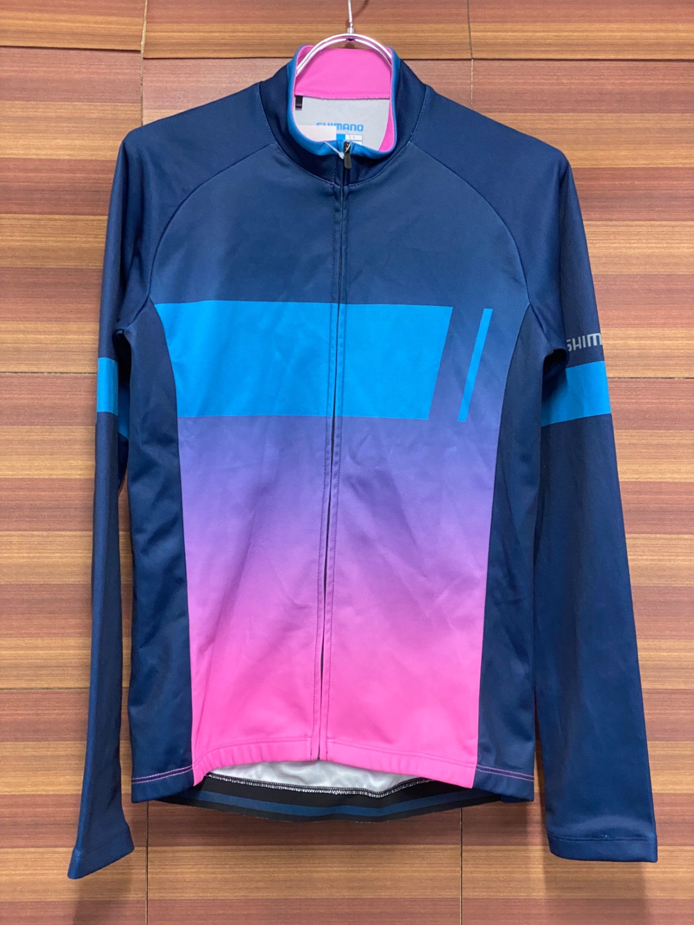 IT070 シマノ SHIMANO 長袖 サイクルジャージ 紺 紫 M 裏起毛