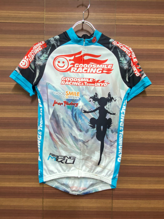 IK098 グッドスマイルレーシング GOODSMILE RACING 半袖 サイクルジャージ 白 青 S RACING MIKU 2014Ver. 痛ジャージ