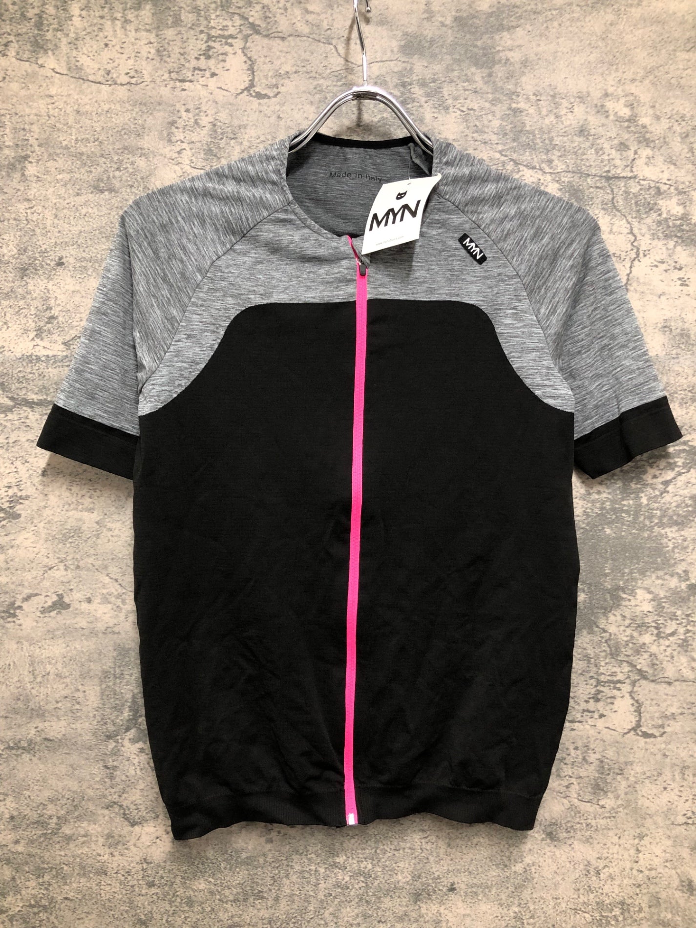 IZ528 マイン MYN 半袖 サイクルジャージ グレー 黒 S/M