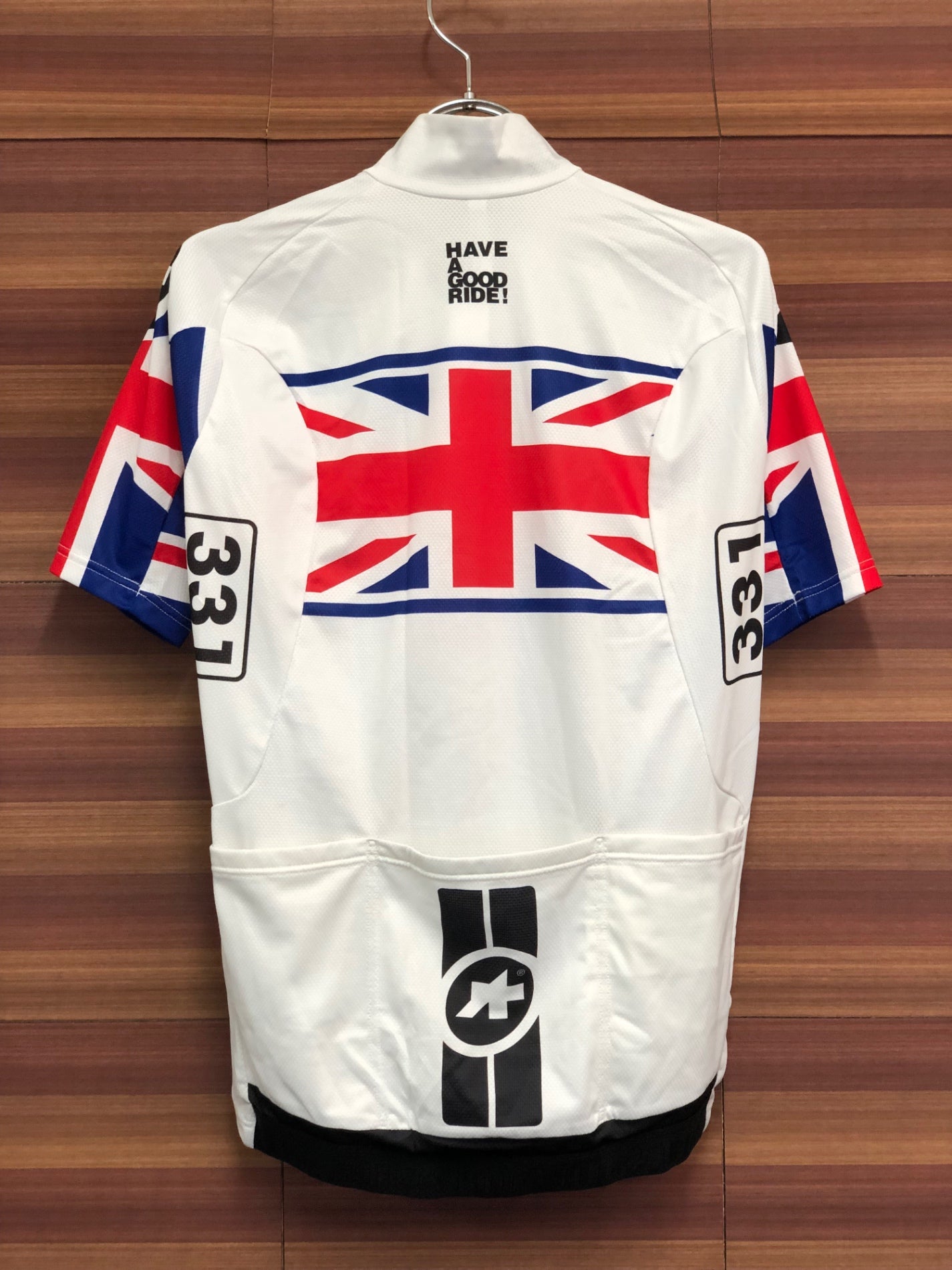 IS810 アソス Assos 半袖 サイクルジャージ ユニオンジャック 白 S