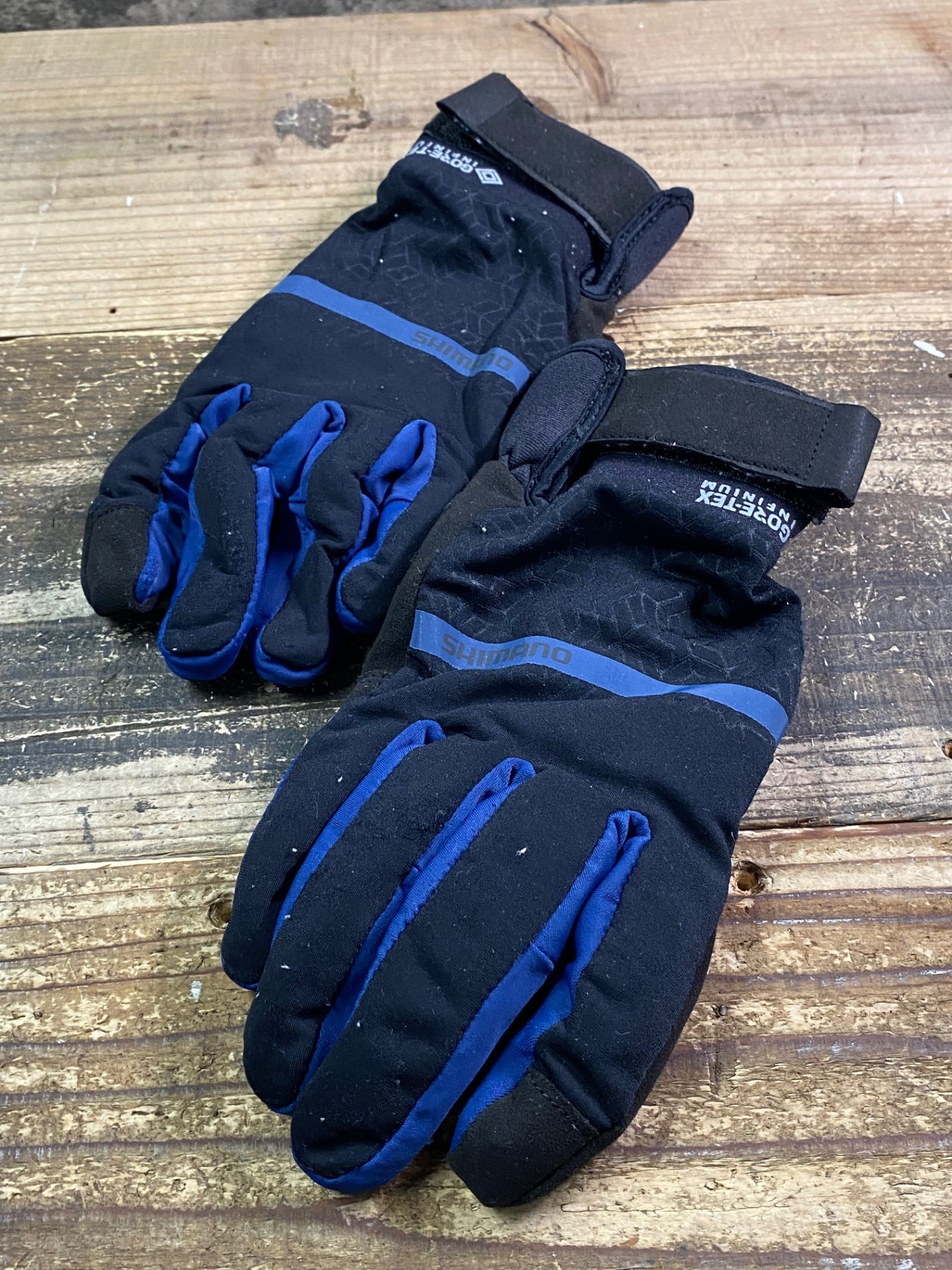 IT241 シマノ SHIMANO 長指 グローブ 黒 青 L 裏起毛 GORE-TEX INFINIUM