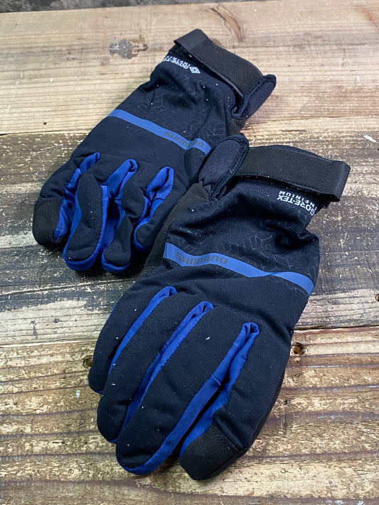 IT241 シマノ SHIMANO 長指 グローブ 黒 青 L 裏起毛 GORE-TEX INFINIUM