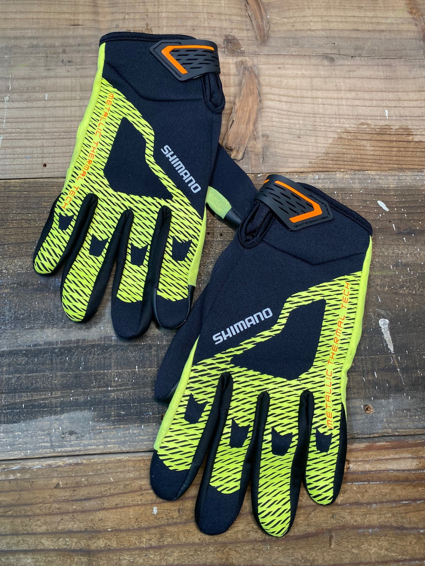 IN991 シマノ SHIMANO 長指 サイクルグローブ 黄色 黒 M