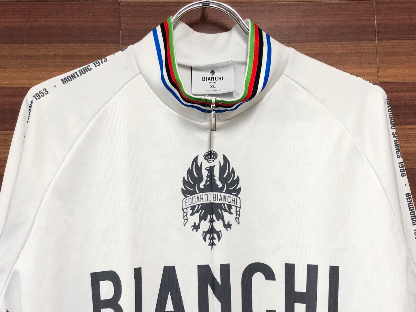 IM477 ビアンキ Bianchi 長袖サイクルジャージ XL 白 裏起毛