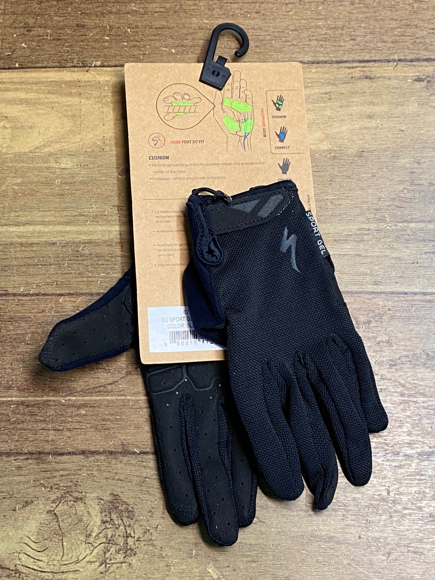 II964 スペシャライズド SPECIALIZED BG SPORT GEL GLOVE 長指グローブ レディース 黒 S