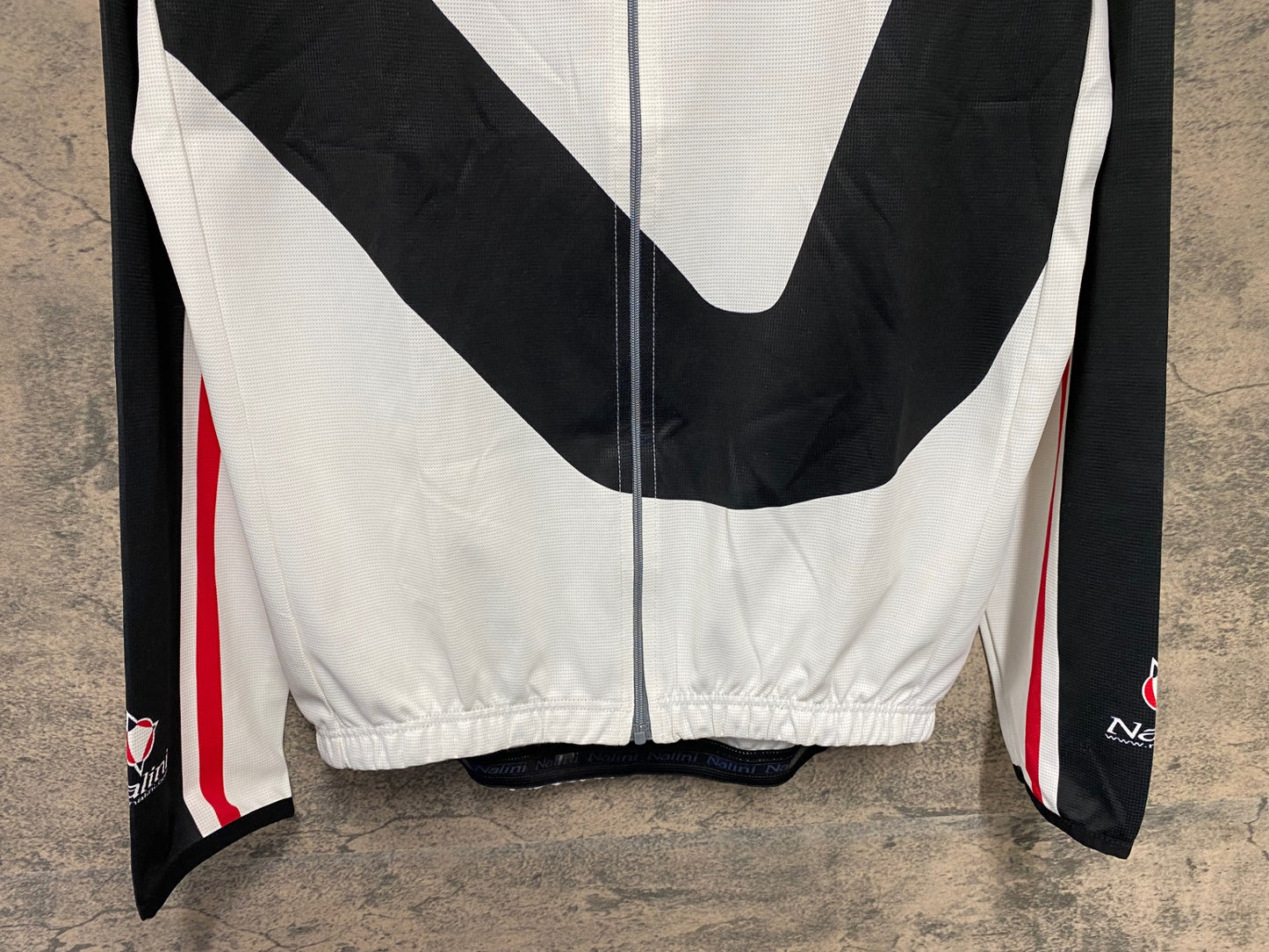 JB218 ナリーニ Nalini 長袖 サイクルジャージ 白 赤 L ※シミ