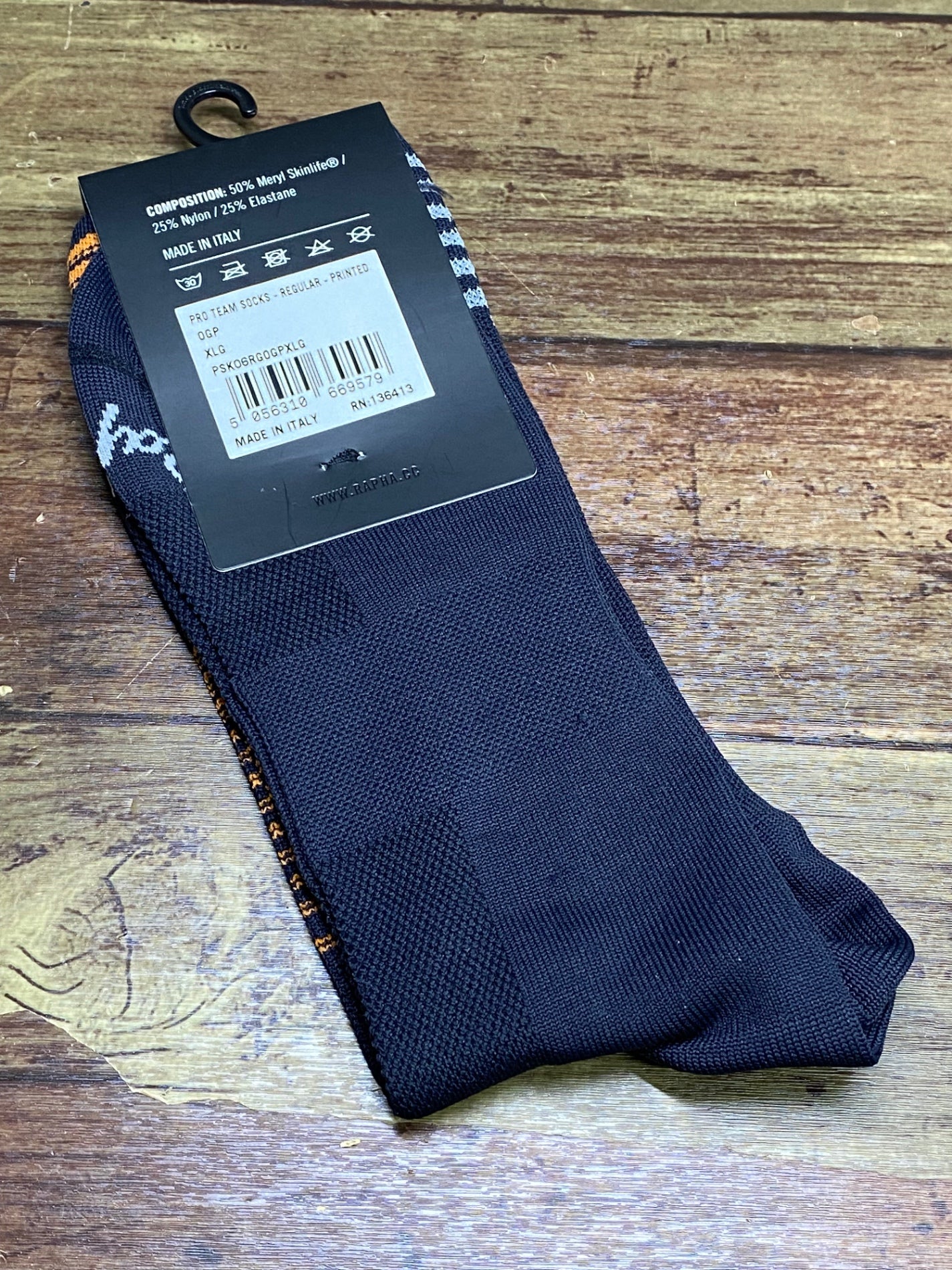JA339 ラファ Rapha PRO TEAM SOCKS 黒 オレンジ XL
