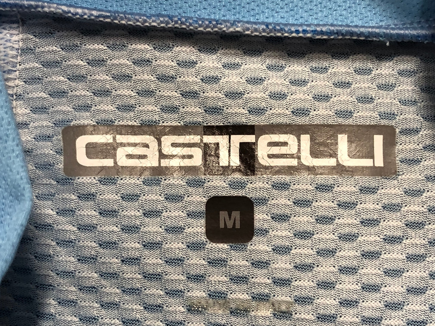 IK418 カステリ CASTELLI 半袖 サイクルジャージ 水色 黄 M ※ほつれ