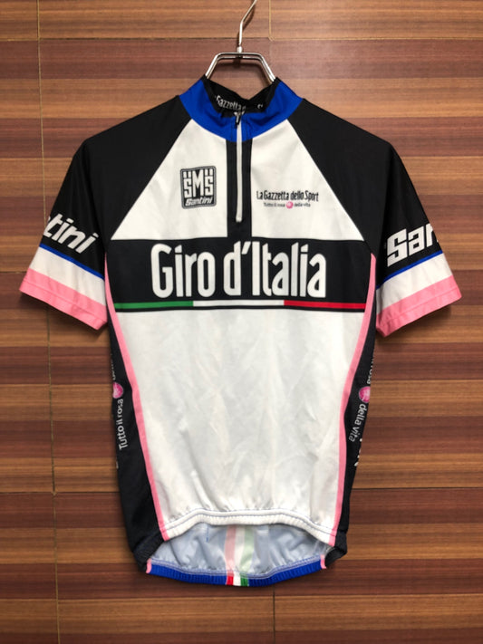 HR824 サンティーニ Santini Giro d'italia 半袖 サイクルジャージ 白 青 S