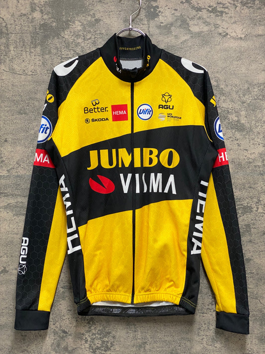 IZ658 アグ AGU 長袖 サイクルジャージ 黒 黃 M 裏起毛 JUMBO VISMA