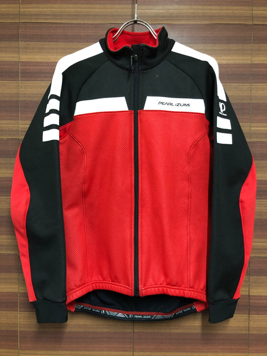 IP249 パールイズミ PEARL iZUMi 長袖 サイクルジャケット 黒 赤 M 裏起毛 WINDBREAK