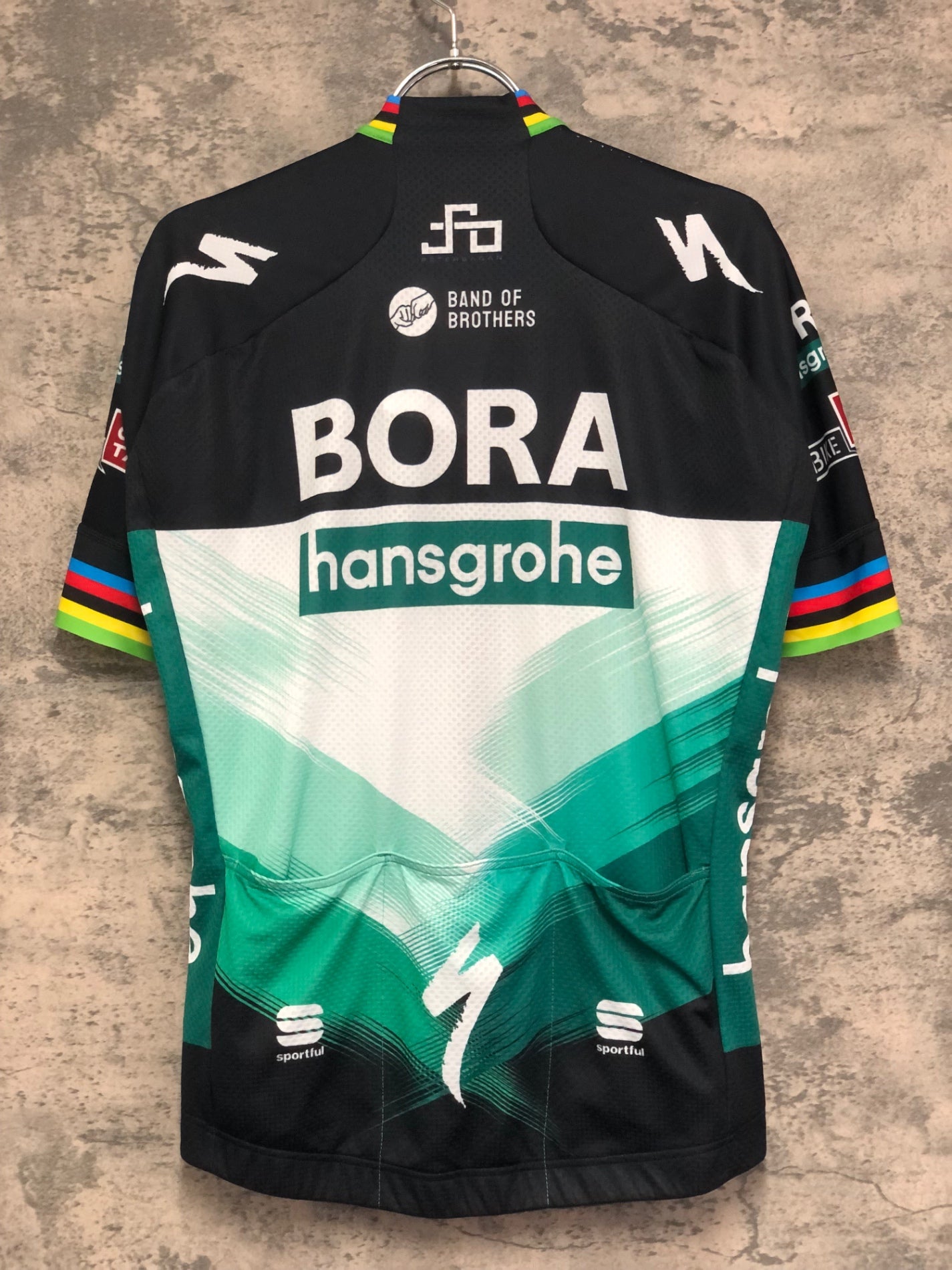 IW407 スポーツフル sportful 半袖 サイクルジャージ 黒 緑 M BORA hansgrohe