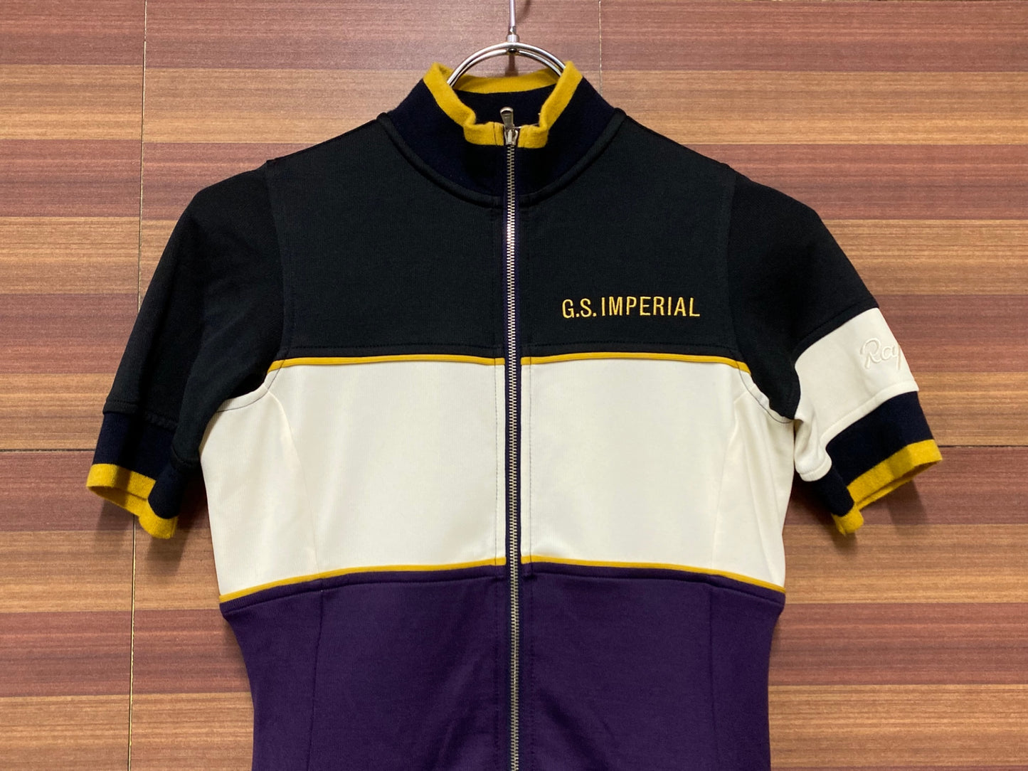 IE323 ラファ Rapha IMPERIAL WORKS WOMEN'S TRICOLOR JERSEY 半袖 サイクルジャージ 黒 パープル XXS