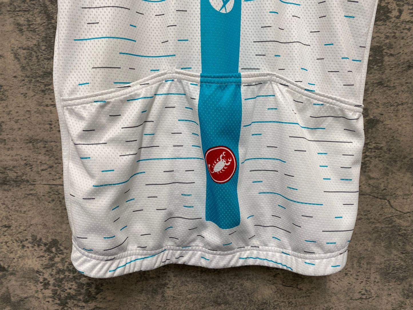 IT909 カステリ CASTELLI 半袖 サイクルジャージ 白 水色 S TEAM Sky
