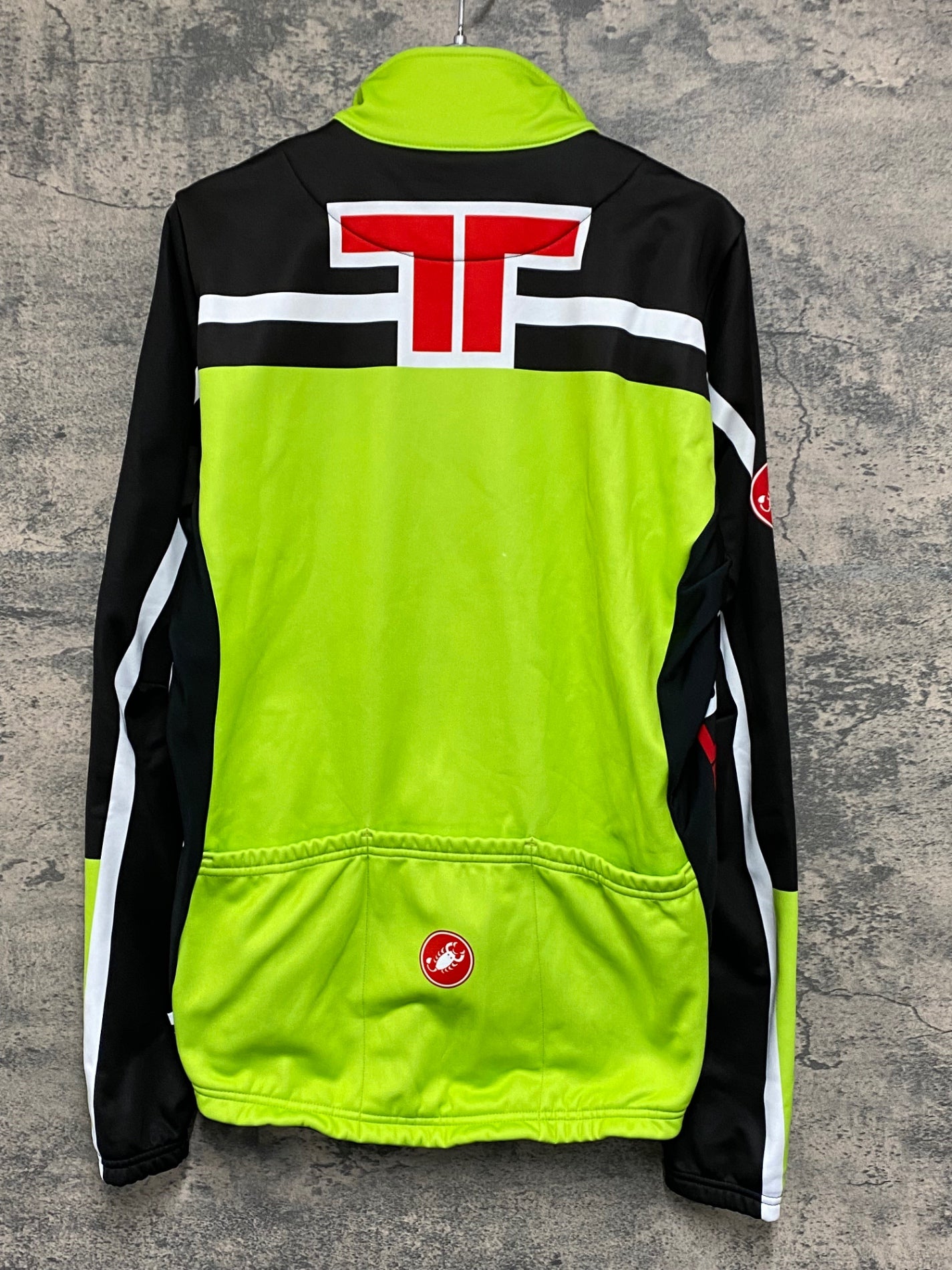 IZ653 カステリ CASTELLI サイクルジャケット 裏起毛 厚手 Lサイズ 黄緑 WINDSTOPPER