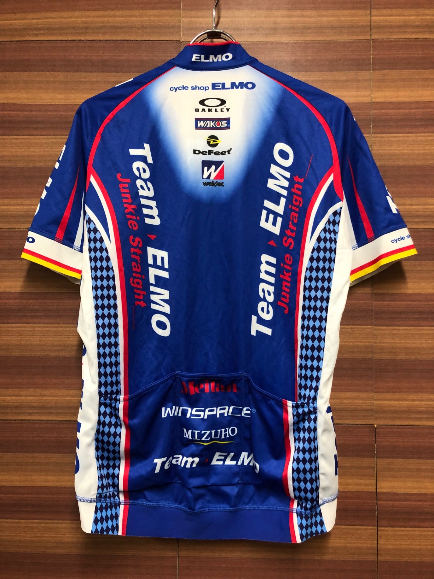 IL346 ウェイブワン WAVEONE 半袖 サイクルジャージ 青 白 XL チームジャージ Team ELMO