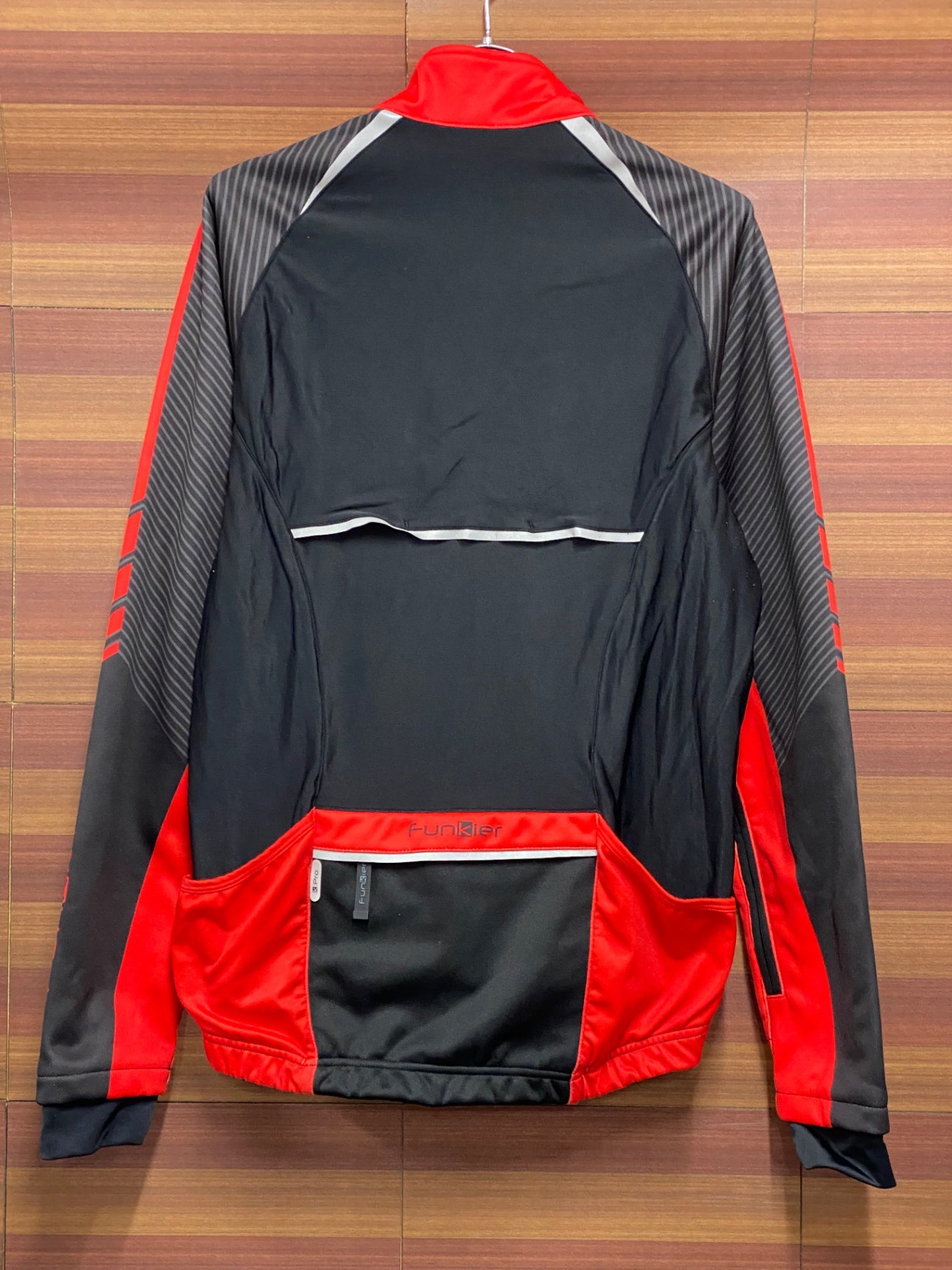 IT849 ファンキア Funkier 長袖 サイクルジャケット 黒 赤 L 裏起毛