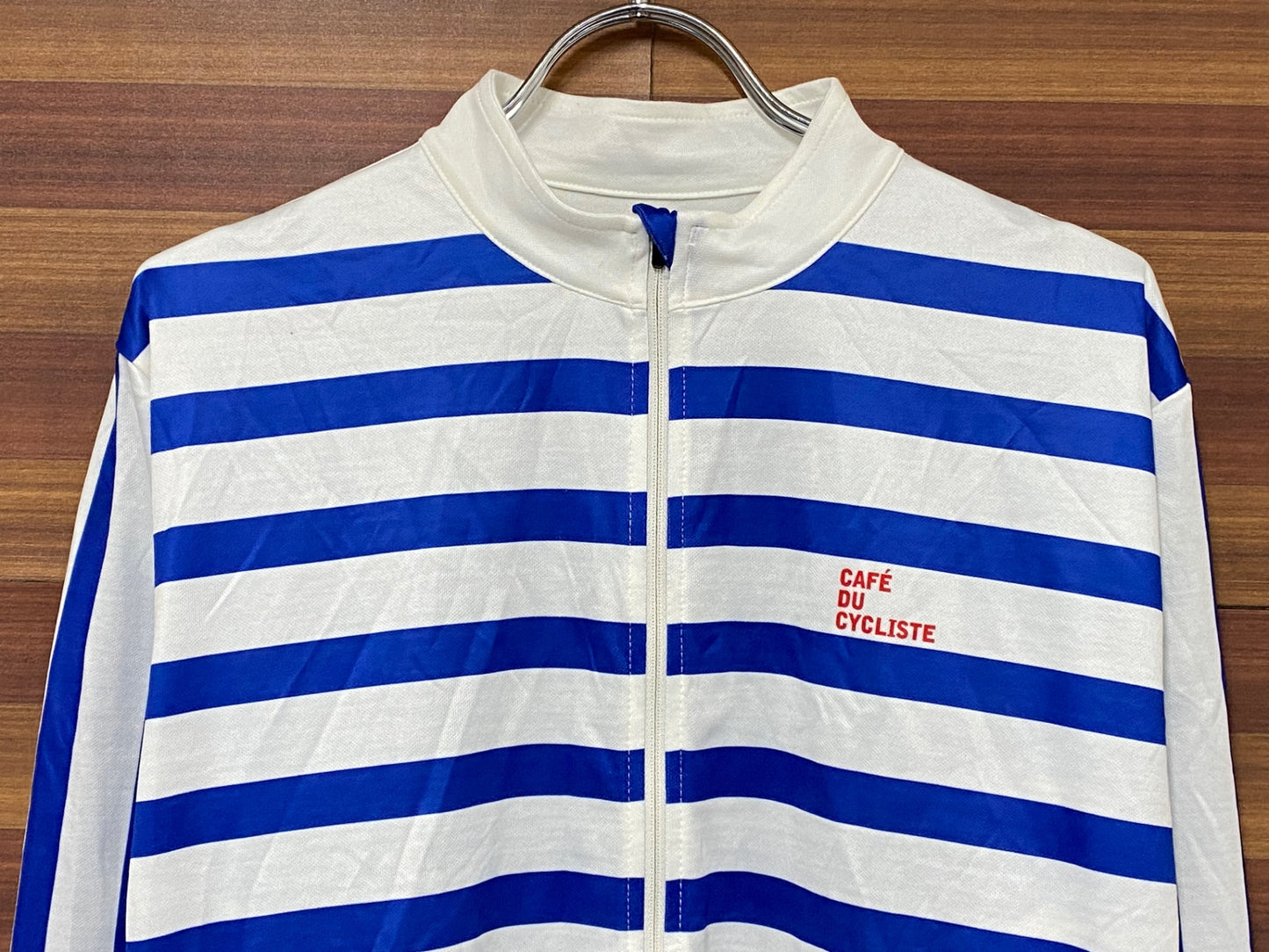 IO566 カフェドシクリステ CAFE DU CYCLISTE 長袖 サイクルジャージ 白青 ボーダー XL