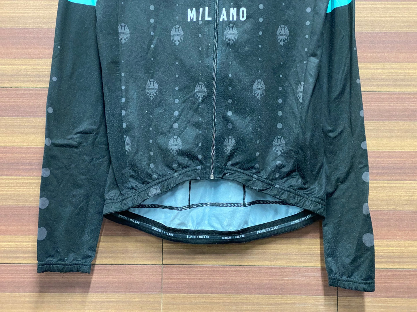 IU097 ビアンキ Bianchi 長袖 サイクルジャージ 黒 チェレステ L