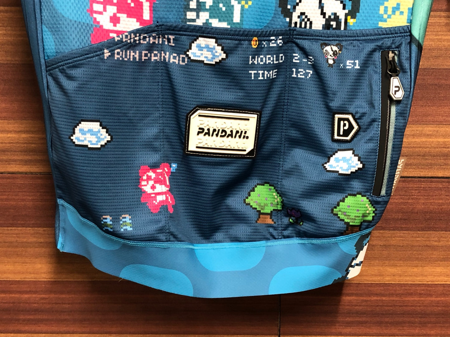 IQ227 パンダーニ PANDANI 半袖 サイクルジャージ 水 S エアロスリーブ