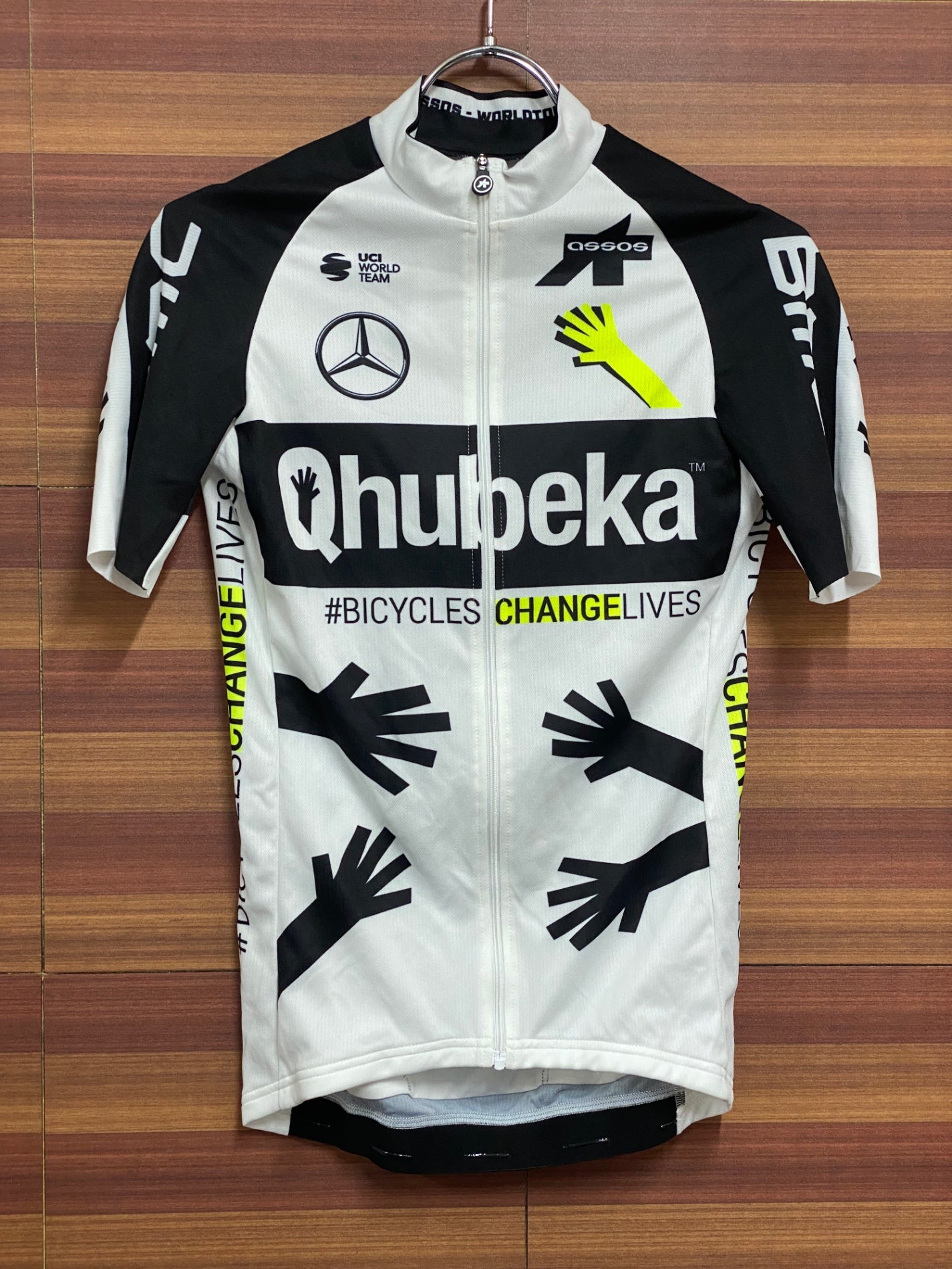 HU846 アソス assos QHUBEKA ASSOS REPLICA JERSEY 半袖 サイクルジャージ 白 黒 S