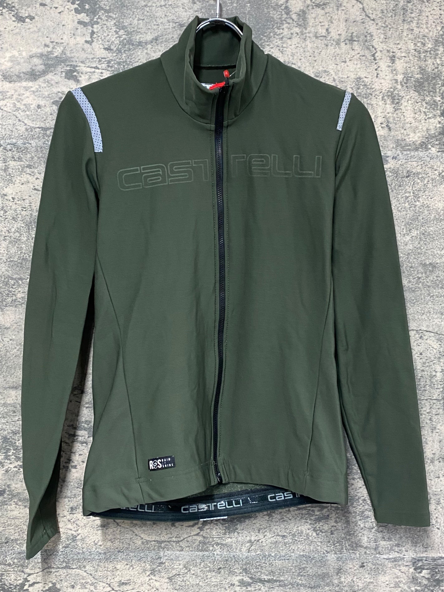 IZ059 カステリ CASTELLI 長袖 サイクルジャージ 緑 L 裏起毛 ※起毛擦