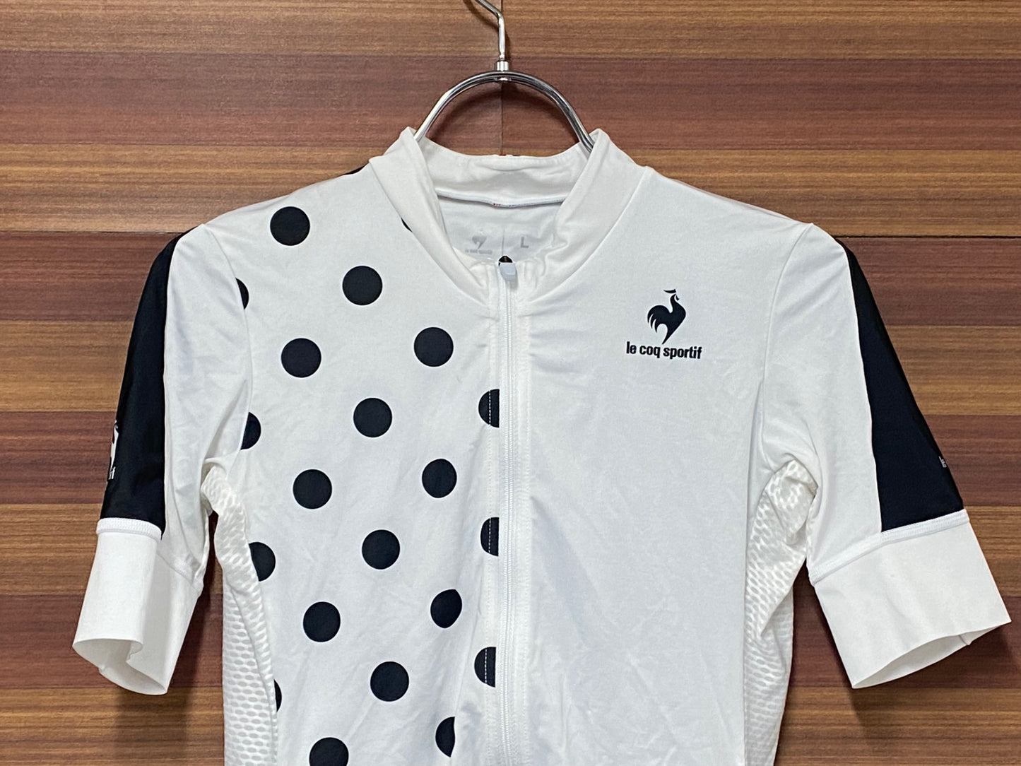 IR628 ルコックスポルティフ le coq sportif 半袖 サイクルジャージ 白 黒 L
