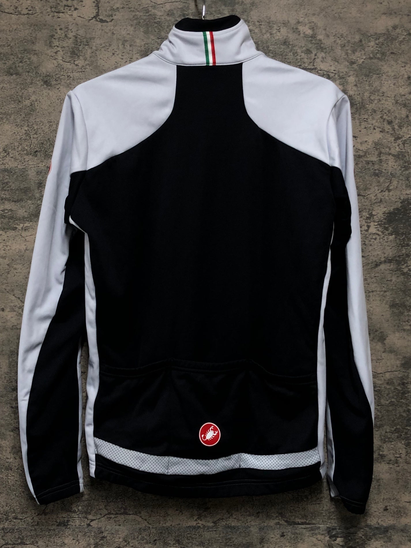 JC939 カステリ CASTELLI 長袖 サイクルジャージ 白 黒 L 裏起毛 GORE-TEX INFINIUM