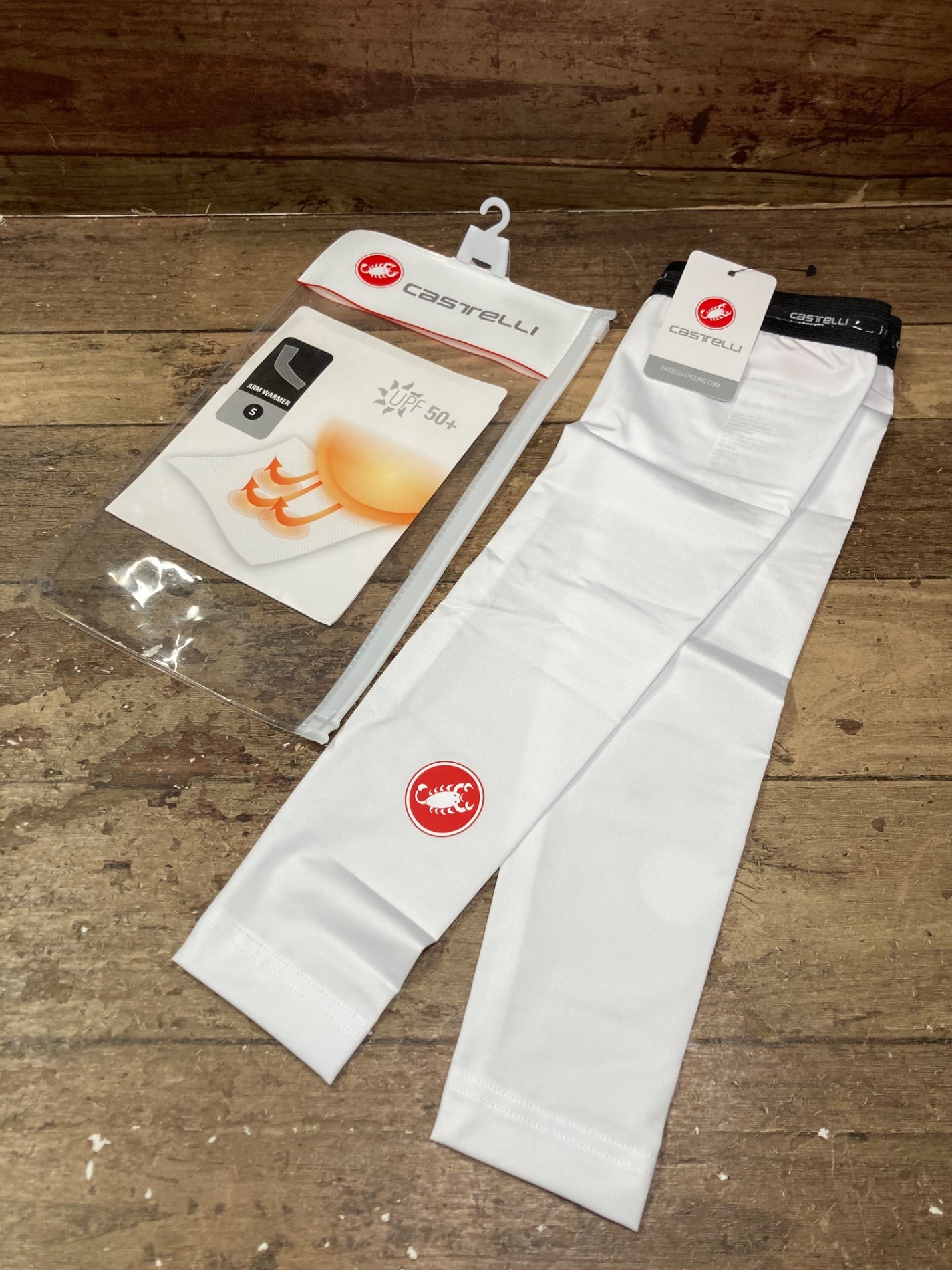 IL285 カステリ CASTELLI UPF 50 + LIGHT ARM SLEEVES アームカバー 白 S