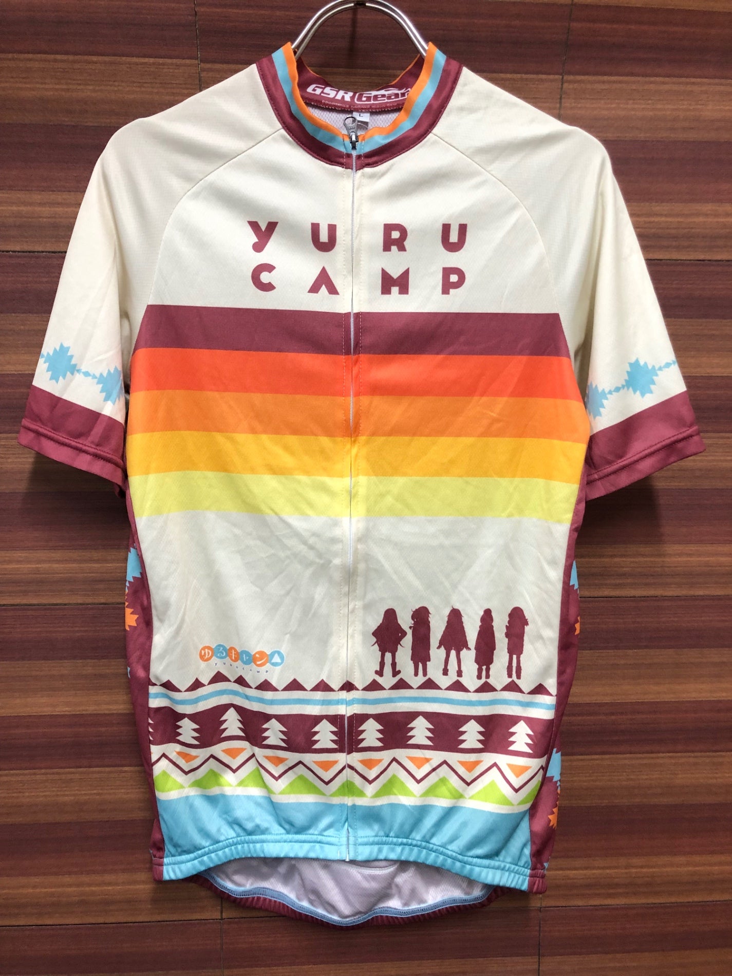 IT001 GSR Gear 半袖 サイクルジャージ 水色 ベージュ 茶 L ゆるキャン△ シルエットVer. 痛ジャージ