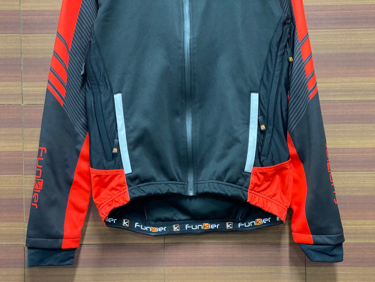 IT849 ファンキア Funkier 長袖 サイクルジャケット 黒 赤 L 裏起毛